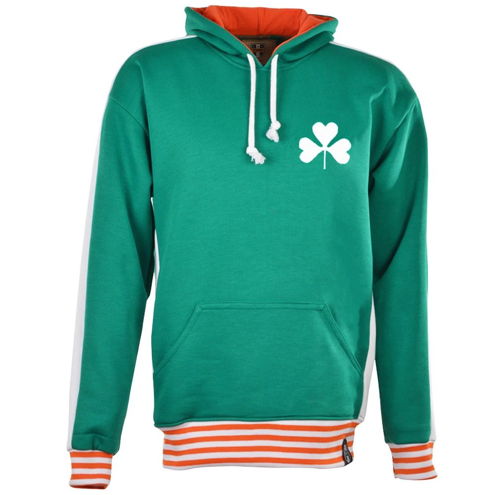 Republic of Ireland Emerald Green Retro Hoodie - Orange and White Accents Embroidered Badge Pullover 3 Republic of Ireland Emerald Green Retro Hoodie - Orange and White Accents Embroidered Badge Pullover