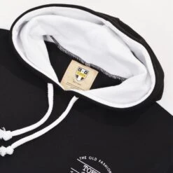The Old Fashioned Football Shirt Co. Black and White Retro Badge Hoodie -Toffs Store h0055 2