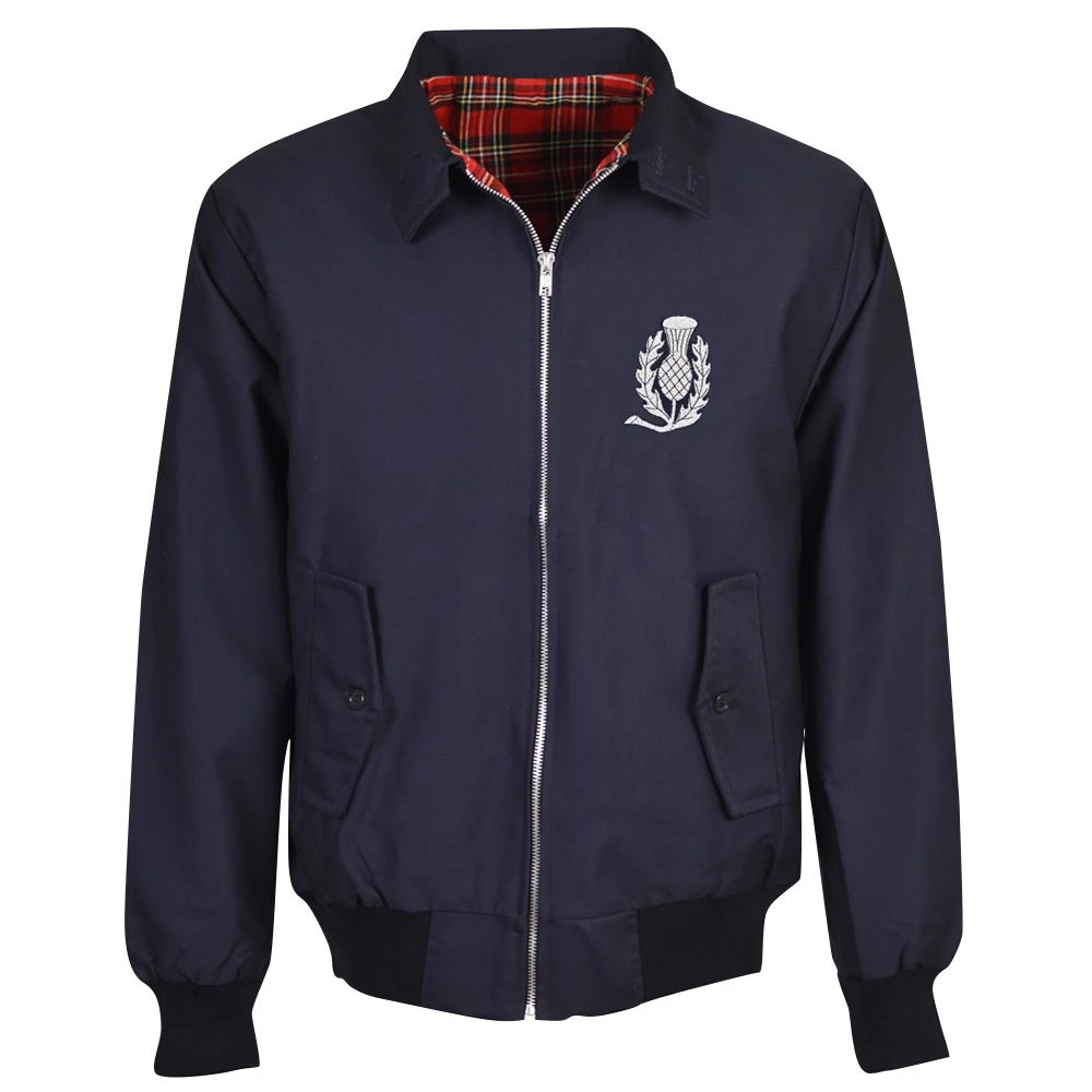 Partick Thistle Navy Harrington Jacket with Vintage 60s/70s Crest - Red Tartan Lining 3 Partick Thistle Navy Harrington Jacket with Vintage 60s/70s Crest - Red Tartan Lining
