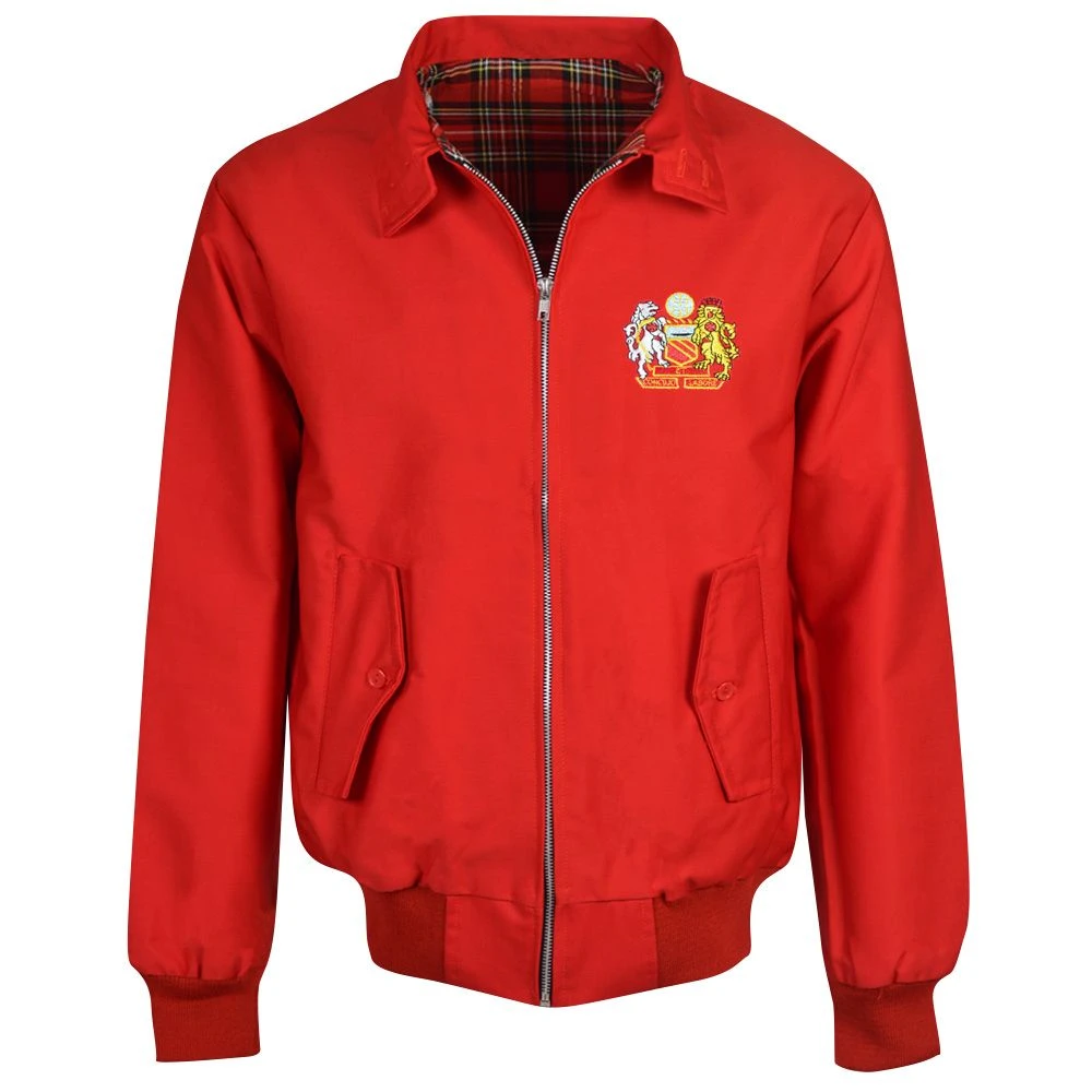 Manchester Reds Red 1970s Vintage Crest - Classic Harrington Jacket 3 Manchester Reds Red 1970s Vintage Crest - Classic Harrington Jacket