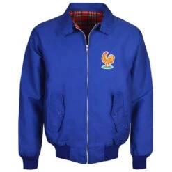 France National Team Royal Blue Harrington Jacket – 1958 World Cup Vintage Rooster Crest