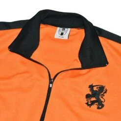 Holland Retro Football Track Top - Orange with White Accents - Vintage National Style -Toffs Store j0028 2