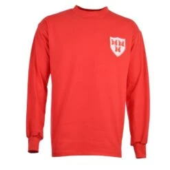 Shelbourne FC 1960s Kids Retro Football Shirt - Red Long Sleeve Cotton Jersey