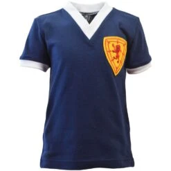 Scotland 1950 - 1960 Navy Blue Kids Retro Football Shirt – Vintage Embroidered Badge V-Neck