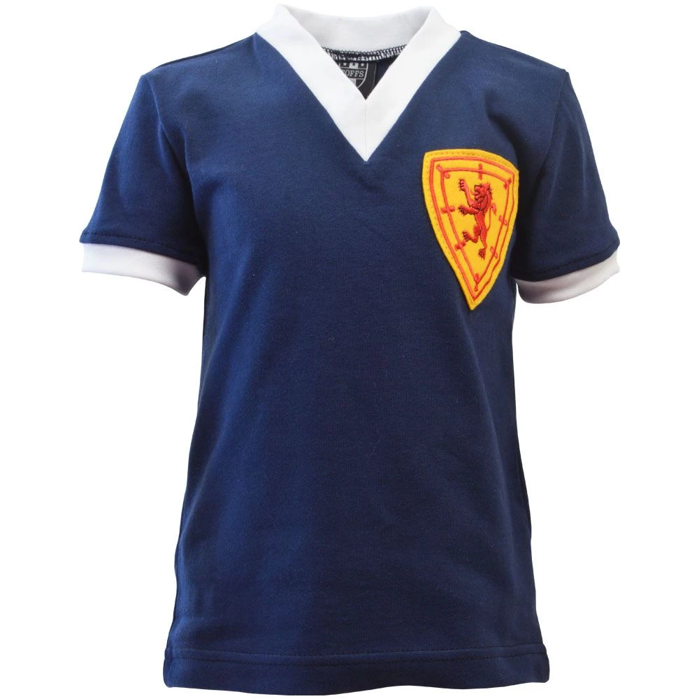 Scotland 1950 - 1960 Navy Blue Kids Retro Football Shirt – Vintage Embroidered Badge V-Neck 3 Scotland 1950 - 1960 Navy Blue Kids Retro Football Shirt – Vintage Embroidered Badge V-Neck