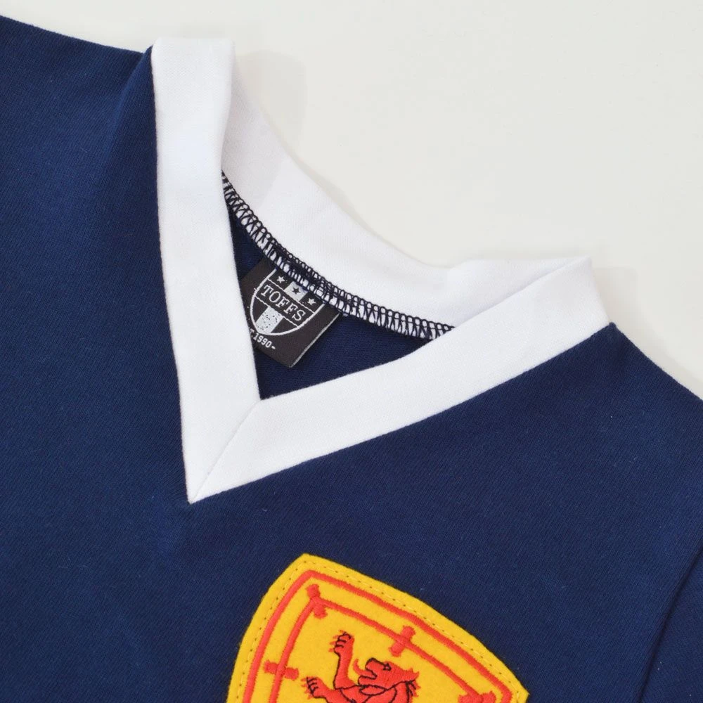 Scotland 1950 - 1960 Navy Blue Kids Retro Football Shirt – Vintage Embroidered Badge V-Neck 5 Scotland 1950 - 1960 Navy Blue Kids Retro Football Shirt – Vintage Embroidered Badge V-Neck - Image 3