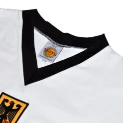 West Germany 1972 Olympics Retro Kids Shirt - White with Black Trim Classic V-Neck Football Jersey -Toffs Store kd3121 2