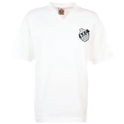 Santos 1950s - 1960s Kids Retro Football Shirt – White Heavyweight Cotton V-Neck Jersey