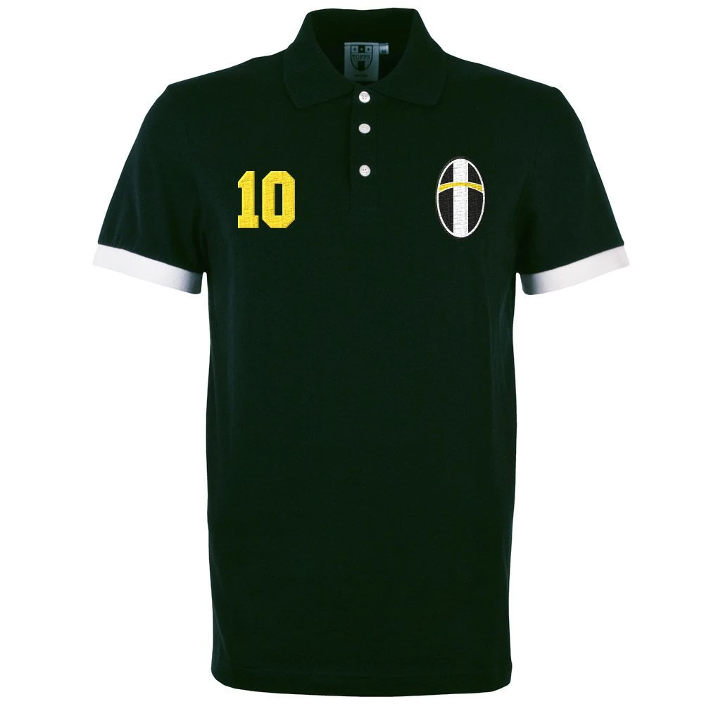 Piemonte Calcio Retro No 10 Black Polo Shirt 3 Piemonte Calcio Retro No 10 Black Polo Shirt