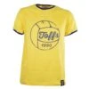 TOFFS Football T-Shirt Yellow with Royal Blue Ringer - Retro Organic Cotton Relaxed Fit Tee -Toffs Store print0086
