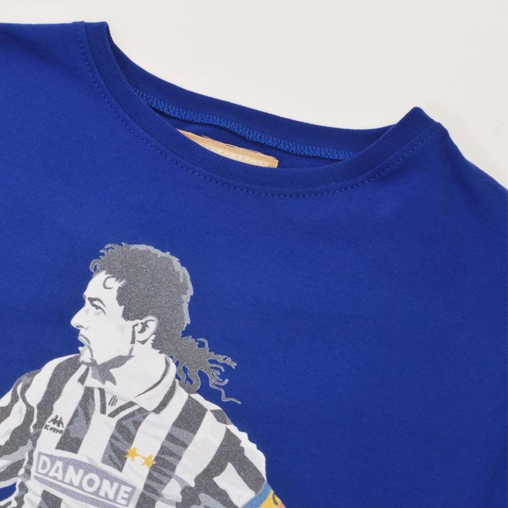 Miniboro Roberto Baggio "The Divine Ponytail" Royal Blue T-Shirt – Relaxed Fit Organic Cotton Football Tee 5 Miniboro Roberto Baggio "The Divine Ponytail" Royal Blue T-Shirt – Relaxed Fit Organic Cotton Football Tee - Image 3