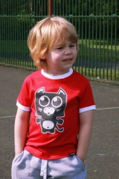 Sunderland AFC Kids Red & White Ringer Tee – Organic Cotton Football Shirt -Toffs Store print0210 3