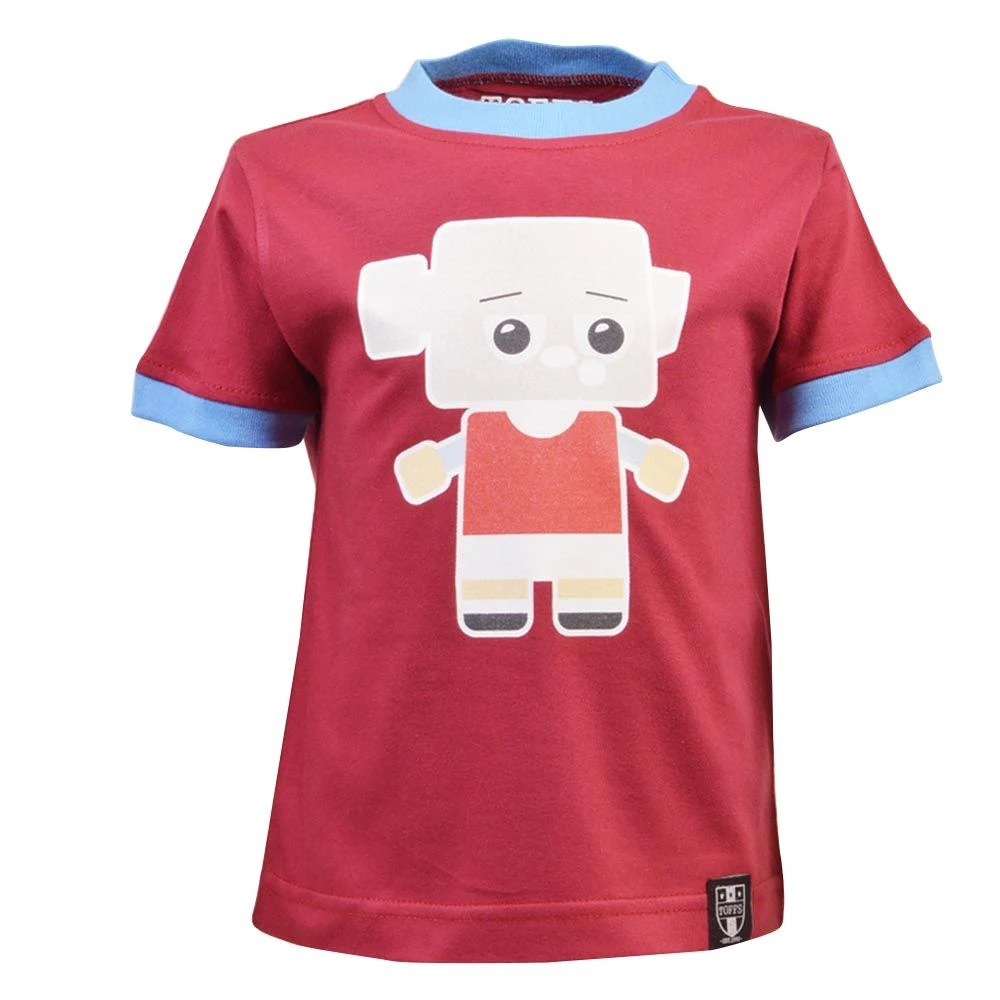 Kids West Ham Hammer Head T-Shirt - Maroon/Sky Ringer 3 Kids West Ham Hammer Head T-Shirt - Maroon/Sky Ringer