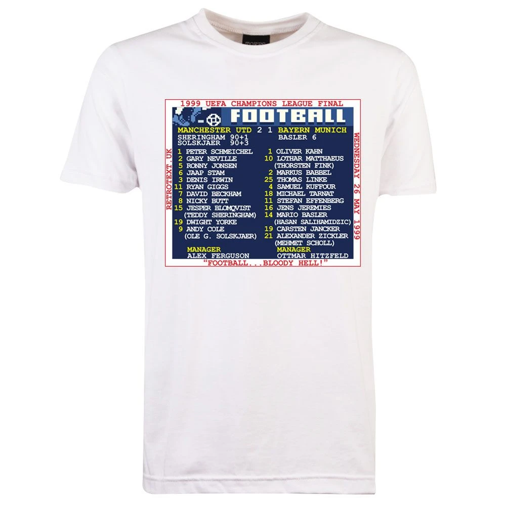 1999 Champions League Final (Man United) Retrotext T-Shirt 3 1999 Champions League Final (Man United) Retrotext T-Shirt