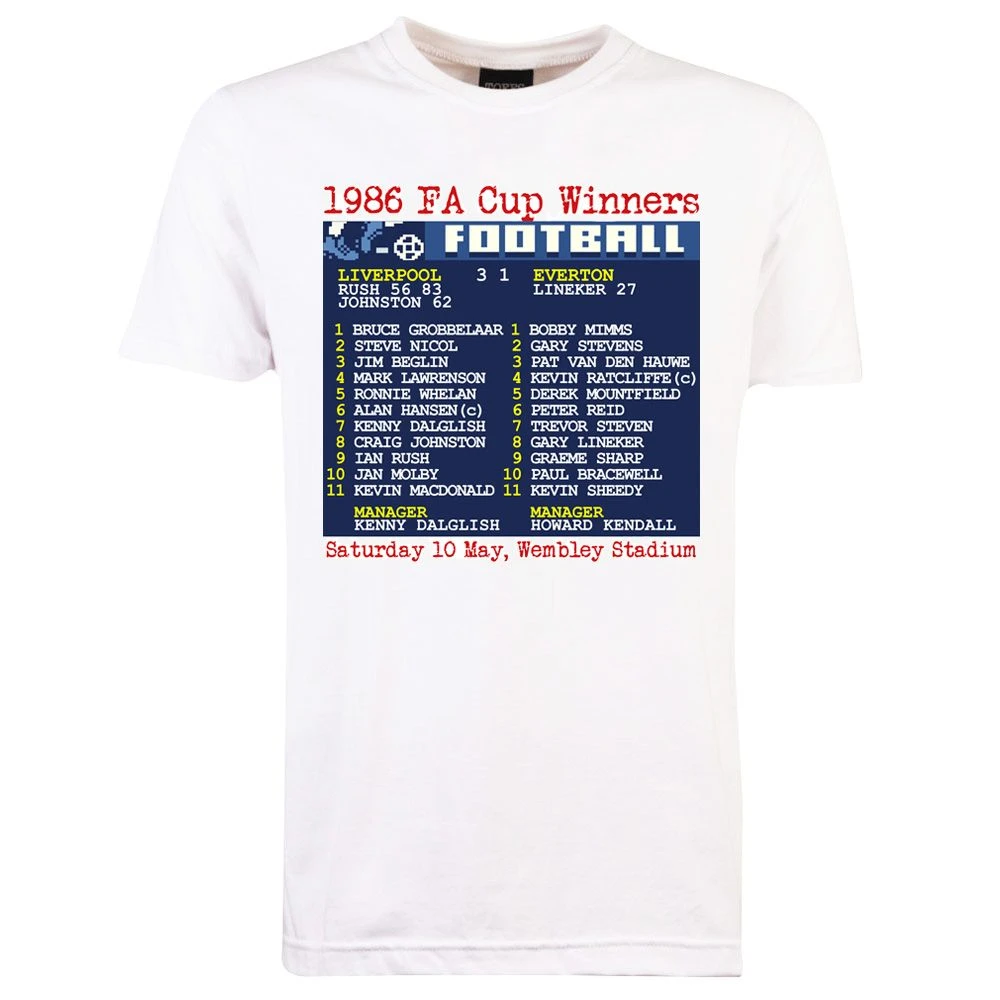 1986 FA Cup Final (Liverpool) Retrotext T-Shirt - White 3 1986 FA Cup Final (Liverpool) Retrotext T-Shirt - White