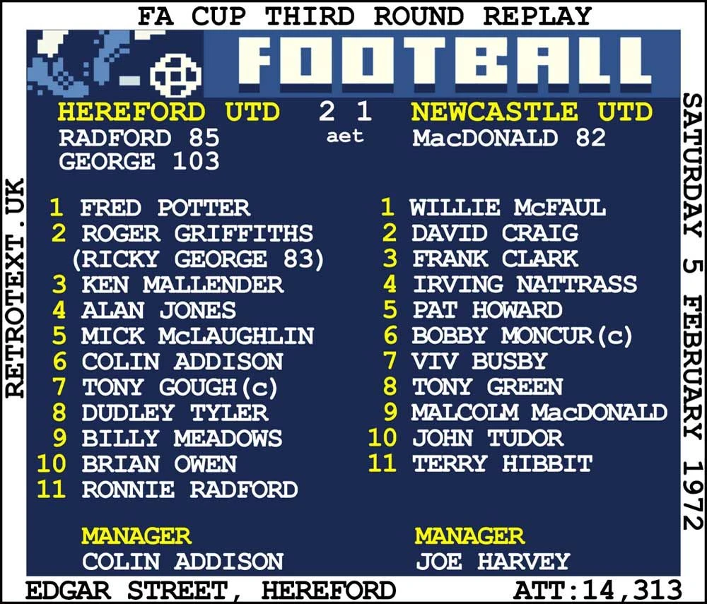 1972 Hereford Utd V Newcastle United (Hereford) Retrotext T-Shirt - White 4 1972 Hereford Utd V Newcastle United (Hereford) Retrotext T-Shirt - White - Image 2