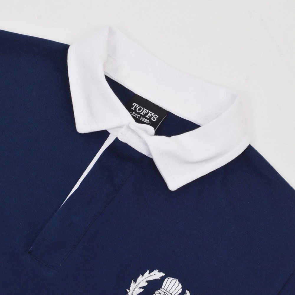 Scotland 1980 Vintage Rugby Shirt – Navy with White Contrast Collar Traditional Long Sleeve 6 Scotland 1980 Vintage Rugby Shirt – Navy with White Contrast Collar Traditional Long Sleeve - Image 4