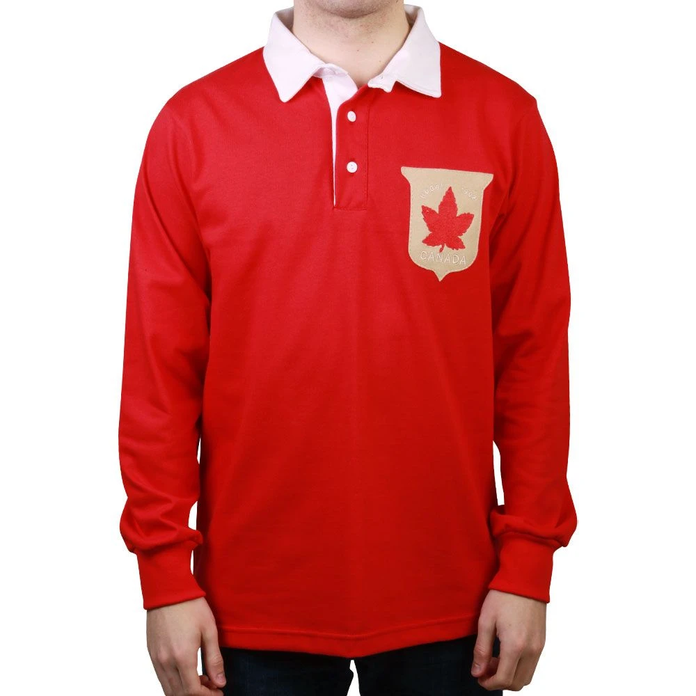 Canada 1902 Vintage Rugby Shirt – Red with White Contrast Collar Long Sleeve Heritage Jersey 6 Canada 1902 Vintage Rugby Shirt – Red with White Contrast Collar Long Sleeve Heritage Jersey - Image 4