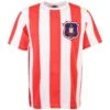 Sunderland AFC Red and White Striped Retro Embroidered Badge Organic Cotton T-Shirt -Toffs Store t0058