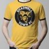Shadwell Town Amber & Black Ringer T-Shirt – Relaxed Fit Organic Cotton Graphic Tee -Toffs Store t0061