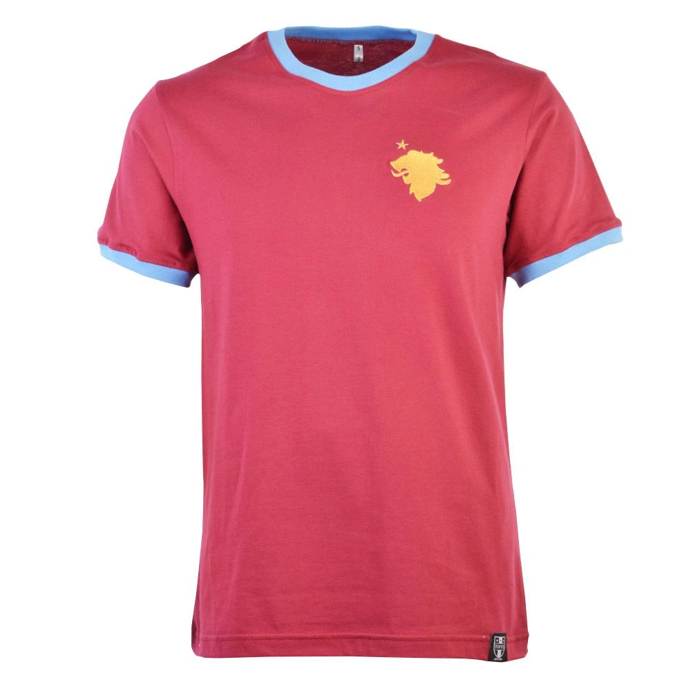 Aston Villa Maroon and Sky Ringer - 12th Man Embroidered Crest Organic Cotton T-Shirt 3 Aston Villa Maroon and Sky Ringer - 12th Man Embroidered Crest Organic Cotton T-Shirt