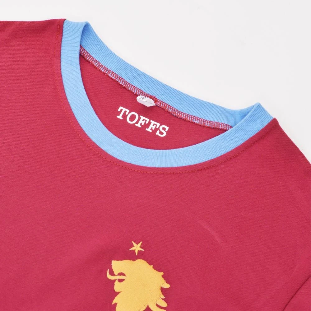 Aston Villa Maroon and Sky Ringer - 12th Man Embroidered Crest Organic Cotton T-Shirt 5 Aston Villa Maroon and Sky Ringer - 12th Man Embroidered Crest Organic Cotton T-Shirt - Image 3