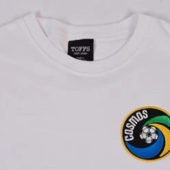 New York Cosmos White Organic Cotton T-Shirt – Classic Badge Crew Neck -Toffs Store t0102 1