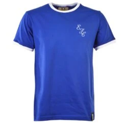 Everton FC Royal Blue with White Ringer Trim – Embroidered Badge Organic Cotton T-Shirt