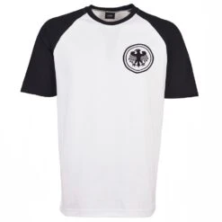 Germany Kids White & Black Raglan Sleeve T-Shirt – Embroidered National Badge Cotton Tee