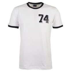 Germany Retro 1974 World Cup White Ringer – Number 74 Organic Cotton T-Shirt
