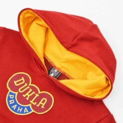 Kids Dukla Prague Maroon and Amber - Classic Embroidered Football Hoodie -Toffs Store th0012 2