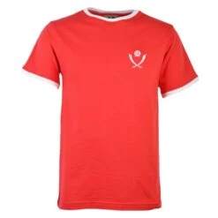 Sheffield United FC Kids Red & White Cuffed T-Shirt – Embroidered Crest Organic Cotton Tee