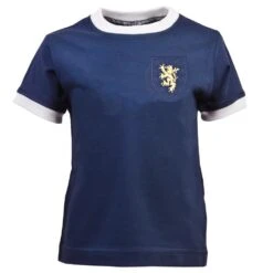 Scotland National Team 150th Anniversary Kids Navy/White T-Shirt - Embroidered Organic Cotton Tee