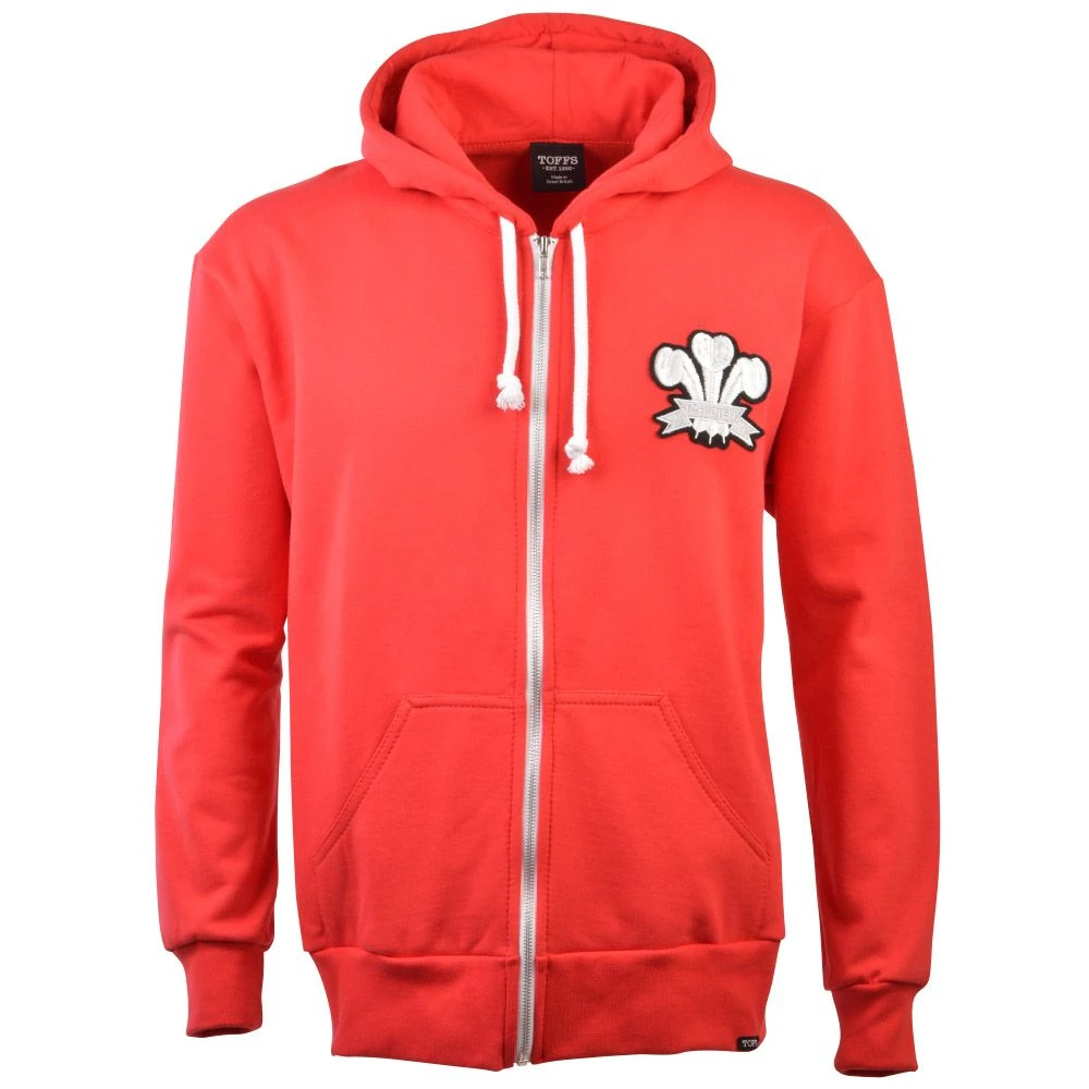 Wales 1905 Vintage Rugby Zipped Hoodie - Red 3 Wales 1905 Vintage Rugby Zipped Hoodie - Red