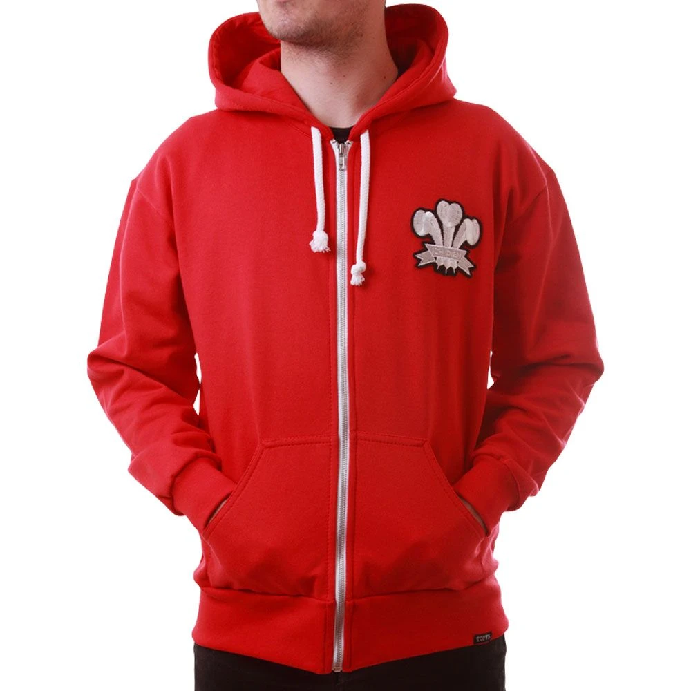 Wales 1905 Vintage Rugby Zipped Hoodie - Red 5 Wales 1905 Vintage Rugby Zipped Hoodie - Red - Image 3
