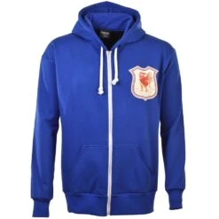 France Rugby 1924 Vintage Royal Blue Zipped Hoodie – Embroidered Heritage Sportswear