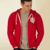 British & Irish Lions 1970s Vintage Rugby Zipped Hoodie Red -Toffs Store zh0019