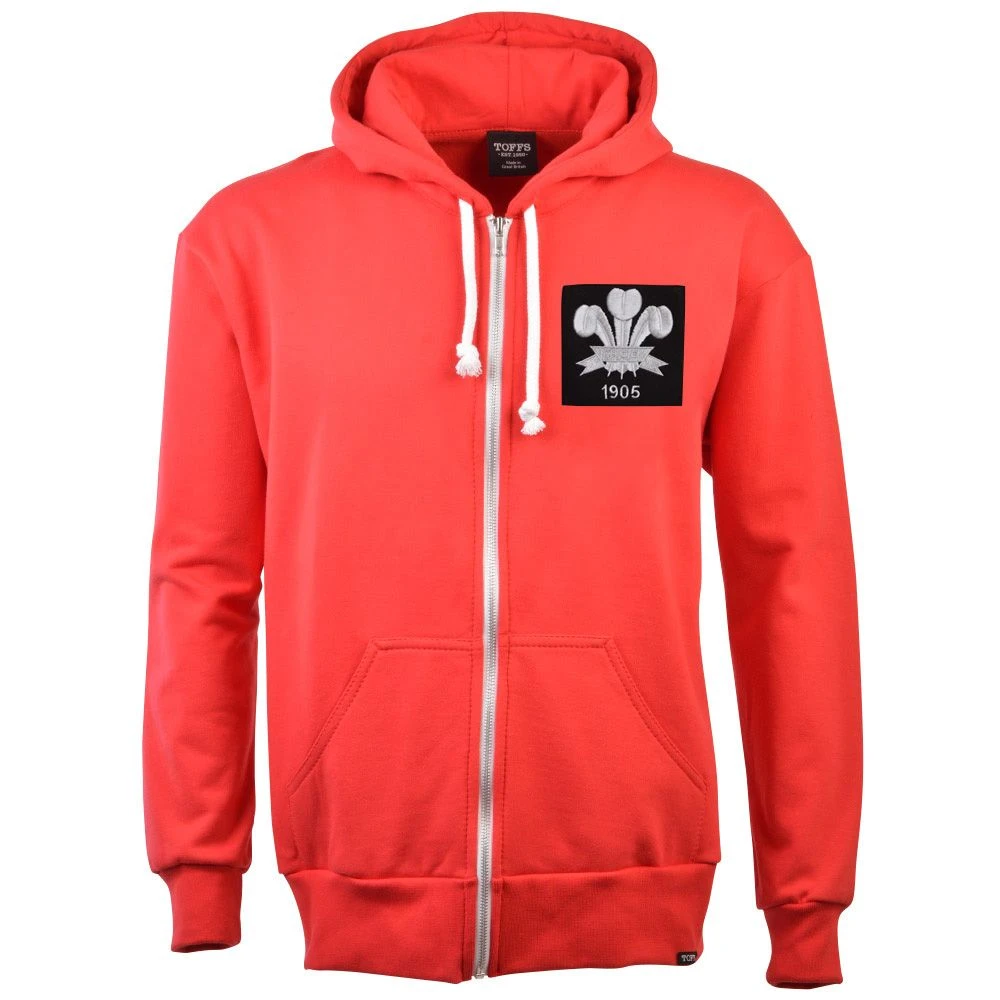 Wales Feathers 1905 Vintage Zipped Hoodie - Red 3 Wales Feathers 1905 Vintage Zipped Hoodie - Red